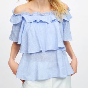 < Zara > Ruffled top shirt